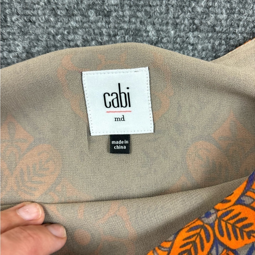 CABI Women’s Arabesque Cami Blouse Tank Top Style # 3082 Orange/grey/teal Medium - Picture 4 of 7